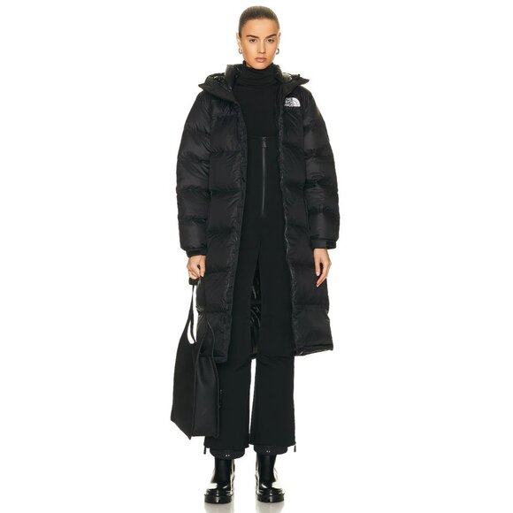 The North Face Nuptse Belted Long Parka Coat TNF Black - Picture 1 of 12